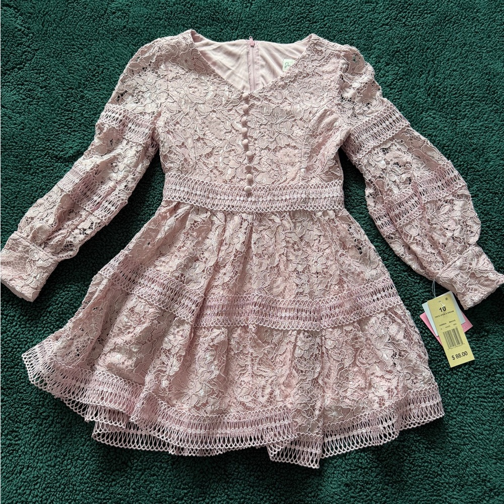 Elegant Pink Lace Kids Dress - size 10
